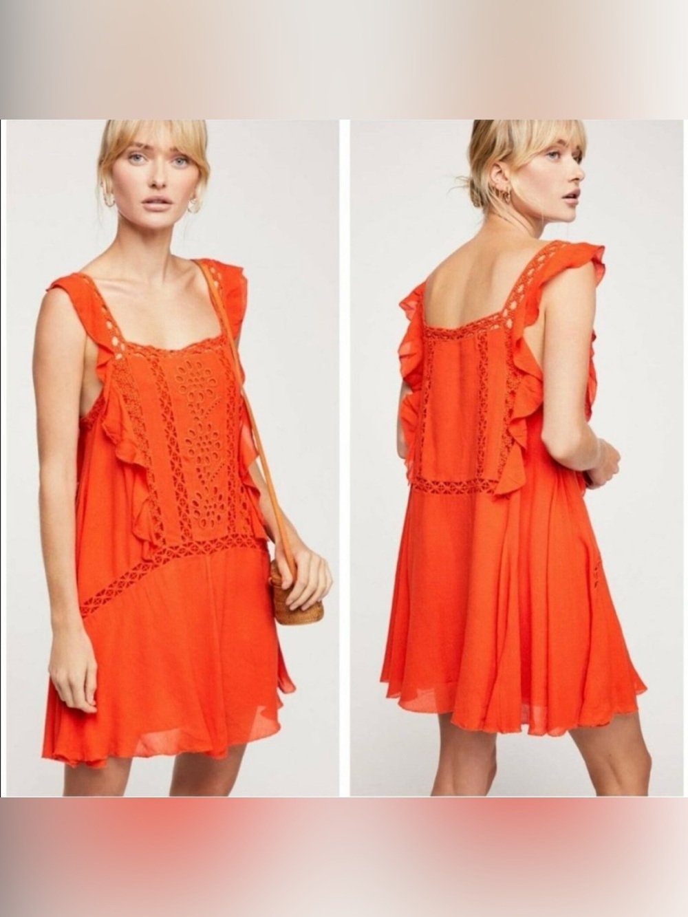 Free People Orange Priscilla Mini
Dress Size L
